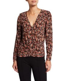 Ivanna Floral-Print Long-Sleeve Top at Neiman Marcus